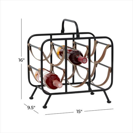 16" Black Metal Contemporary Wine Rack